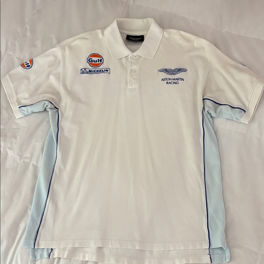 Aston Martin British Racing White Polo Shirt. Authentic.